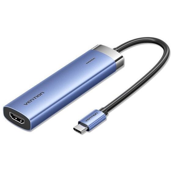 Vention USB-C To HDMI/Usb 3.0 x 3/Pd Docking Station 0.15M Blue Aluminum Alloy Type - (TGESB)