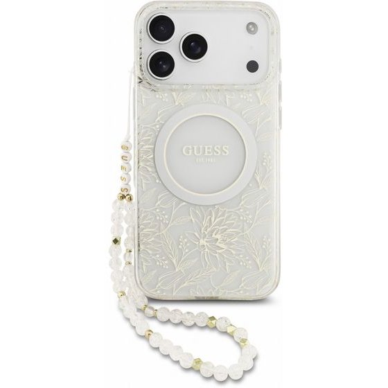 Guess Iml Flowers Allover Strap Magsafe Case For Iphone 18 Pro Max White - (GUHMP18XHCPOFPH)