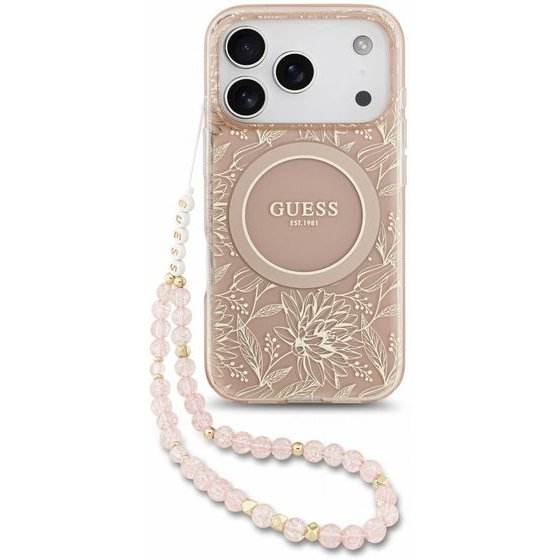 Guess Iml Flowers Allover Strap Magsafe Case For Iphone 18 Pro Pink - (GUHMP18LHCPOFPP)