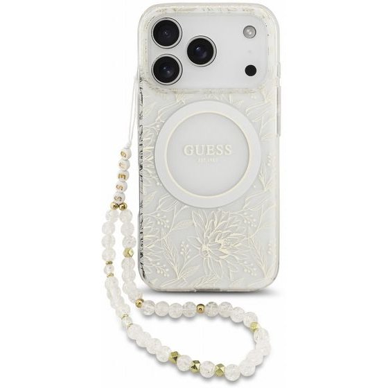 Guess Iml Flowers Allover Strap Magsafe Case For Iphone 18 Pro White - (GUHMP18LHCPOFPH)