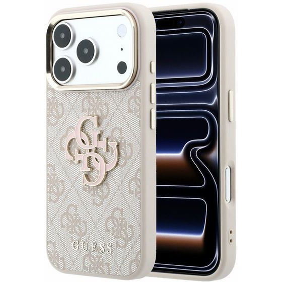 Guess Pu 4G Resin Metal Logo Case For Iphone 18 Pro Max Pink - (GUHCP18X6P4SRMLP)