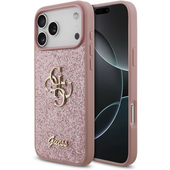 Guess Pu Fixed Glitter 4G Metal Logo Case For Iphone 18 Pro Max Pink - (GUHCP18XHG4SGP)