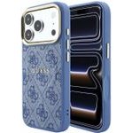 Guess Pu Leather 4G Gold Frame Embossed Magsafe Case For Iphone 18 Pro Blue - (GUHMP18LP4MSEGCB)