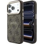 Guess Pu Leather 4G Gold Frame Embossed Magsafe Case For Iphone 18 Pro Max Brown - (GUHMP18XP4MSEGCW)