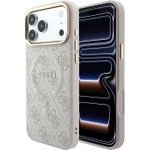 Guess Pu Leather 4G Gold Frame Embossed Magsafe Case For Iphone 18 Pro Pink - (GUHMP18LP4MSEGCP)