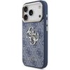 Guess Pu Leather 4G Metal Logo Gold Frame Case For Iphone 18 Pro Blue - (GUHCP18L4GMGCBL)