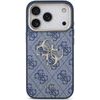 Guess Pu Leather 4G Metal Logo Gold Frame Case For Iphone 18 Pro Blue - (GUHCP18L4GMGCBL)