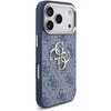 Guess Pu Leather 4G Metal Logo Gold Frame Case For Iphone 18 Pro Blue - (GUHCP18L4GMGCBL)
