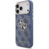 Guess Pu Leather 4G Metal Logo Gold Frame Case For Iphone 18 Pro Max Blue - (GUHCP18X4GMGCBL)