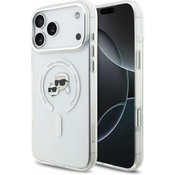 Karl Lagerfeld Iml K&Ch Heads Metal Frame Magsafe Case For Iphone 18 Pro Max White - (KLHMP18XHLSKCH)