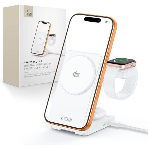 Tech-Protect A56 3IN1 Magnetic Magsafe Wireless Charger 25W QI2.2 WHITE