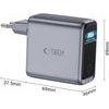 Tech-Protect Powervision NC140W-Gan 4-Port Network Charger Pd 140W / QC3.0 Dark GREY