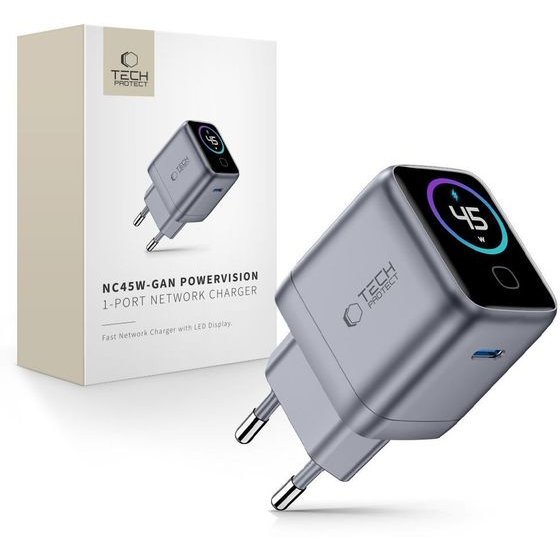 Tech-Protect Powervision NC45W-Gan 1-Port Network Charger Pd 45W Dark GREY