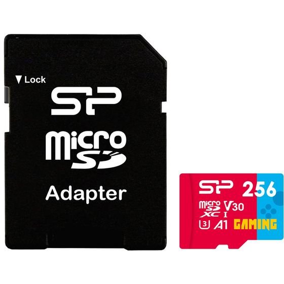 Silicon Power Micro Sdxc 256GB Class 30 UHS-1 U3 V30 Superior Gaming R100/W80 MB/S + Sd Adaptor - (SP256GBSTXDV3V1NSP)