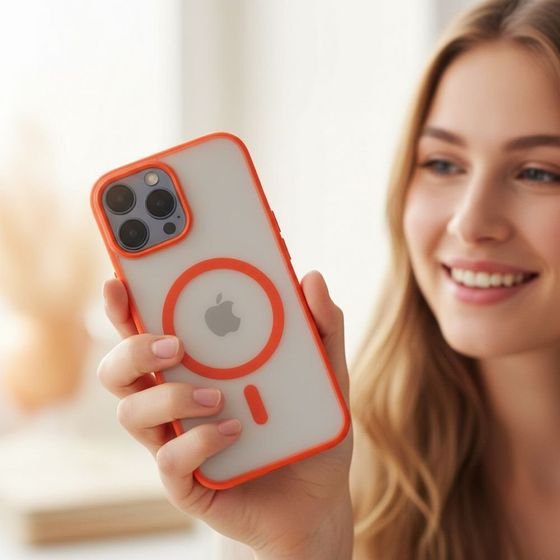 Case For Iphone 17 Pro / 18 Pro Flexline Mag Cover Compatible With Magsafe Orange OEM