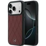 MERCEDES Case Leather Crossed Lines Magsafe For Iphone 18 Pro / 17 Pro Burgundy - (MEHMP18L25PSECLR)