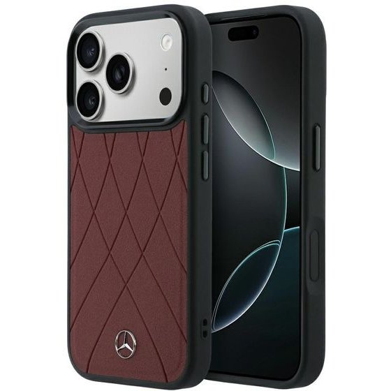 MERCEDES Case Leather Crossed Lines Magsafe For Iphone 18 Pro / 17 Pro Burgundy - (MEHMP18L25PSECLR)