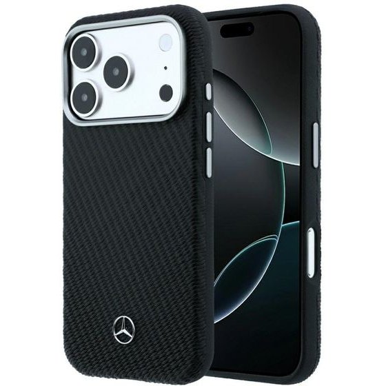 MERCEDES Case Leather Semi Wrap Wood Effect Magsafe For Iphone 18 Pro / 17 Pro Black - (MEHMP18L25PFWWPK)