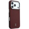 MERCEDES Case Leather Semi Wrap Wood Effect Magsafe For Iphone 18 Pro / 17 Pro Burgundy - (MEHMP18L25PFWWPR)