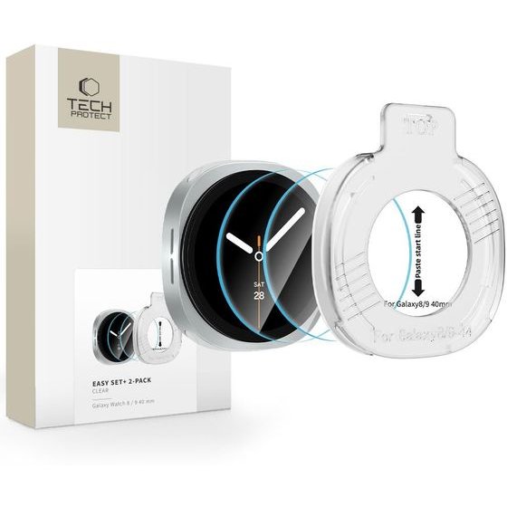 Tech-Protect Szklo Hartowane Easy SET+ 2-Pack Samsung Galaxy Watch 8 / 9 (40 MM) CLEAR