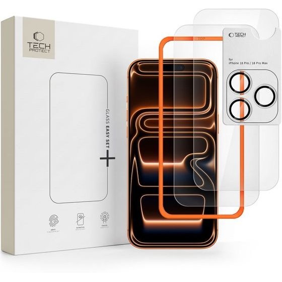 Tech-Protect Szklo Hartowane Easy SET+ 3-Pack Iphone 18 Pro CLEAR