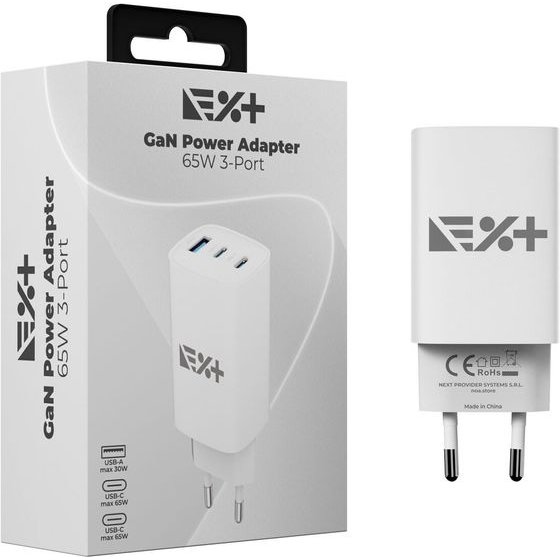 NOA 3-port GaN Power Adapter 65W - (GAN-65W-CHR)
