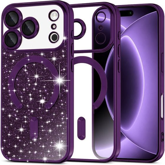 Techsuit - Luxury Glitter Magsafe - Iphone 18 Pro / Iphone 17 Pro - Deep Purple