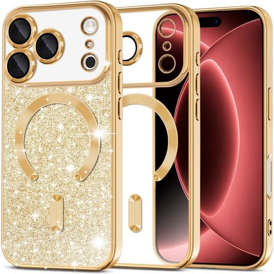 Techsuit - Luxury Glitter Magsafe - Iphone 18 Pro Max / Iphone 17 Pro Max - Gold
