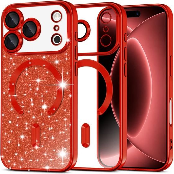 Techsuit - Luxury Glitter Magsafe - Iphone 18 Pro Max / Iphone 17 Pro Max - Red