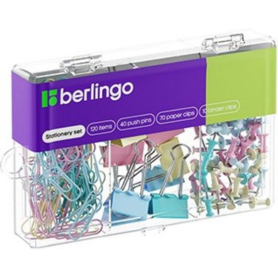 Berlingo Office Supplies Set pastel, 1pcs, , Assortment Of Pastel colors, 120 Pieces - (353628)