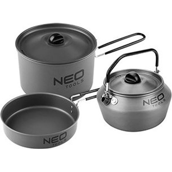 Neo Tools Dishes 3in1 grey, aluminium, pot, pan, kettle, - (63-145)