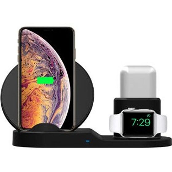 Neutralle 3 In 1 Wireless charger, For Mobile phone, Apple Watch a Airpods, black, 5/9V, 15W, Qi - (N30)
