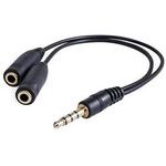 Neutralle Audio reduction, Jack (3.5mm) M 4-Pole - 2x Jack (3.5mm) F, 0.2 m, stereo, black, Logo, Eol - (KAAJ3JCK0L)