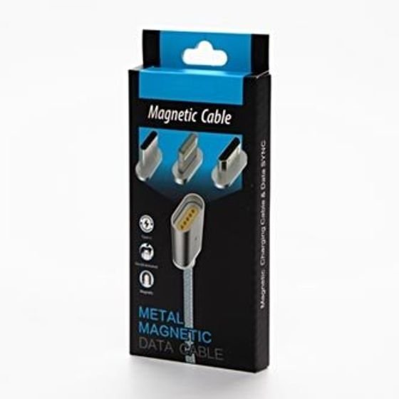 Neutralle Usb Data Cable With Ends (2.0), Usb A Male - Microusb M + Apple Lightning M + Usb C M, 1m, round, braided, silver, Magnetic ends, - (KUAESTR10T01)