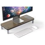 Powerton Ergo Doky Holder Under The Monitor With Docking Station And wireles, Grey + Dark Wood decor, Ergo - (WPEMS6-DOCK)