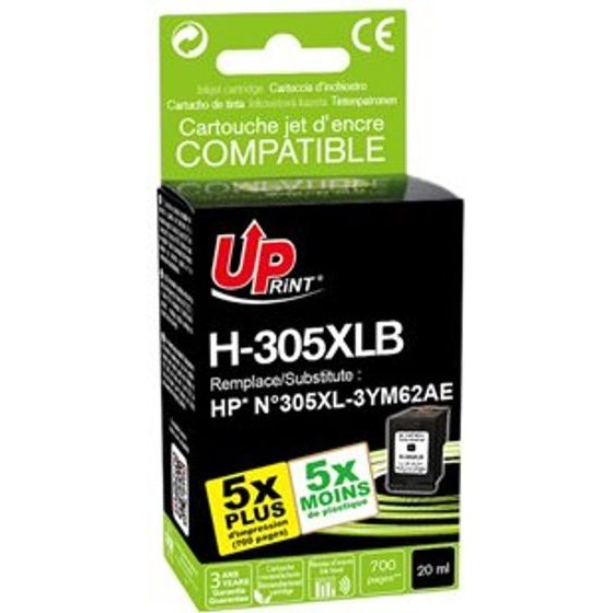 UPrint Compatible Ink With 3YM62AE, black, 700p, High Yield - (H-305XLB)