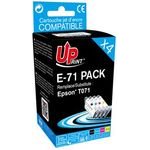 UPrint Compatible Ink With C13T071, 1xblack/1xcyan/1xmagenta/1xyellow, 1x12 a 3x10ml - (E-71 PACK)