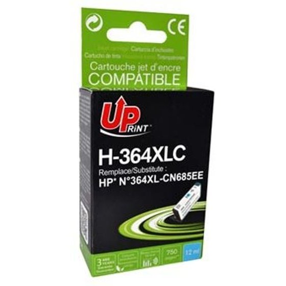 UPrint Compatible Ink With CB323EE, CN685EE, Hp 364XL, cyan, 12ml, With Chip - (H-364XLC)