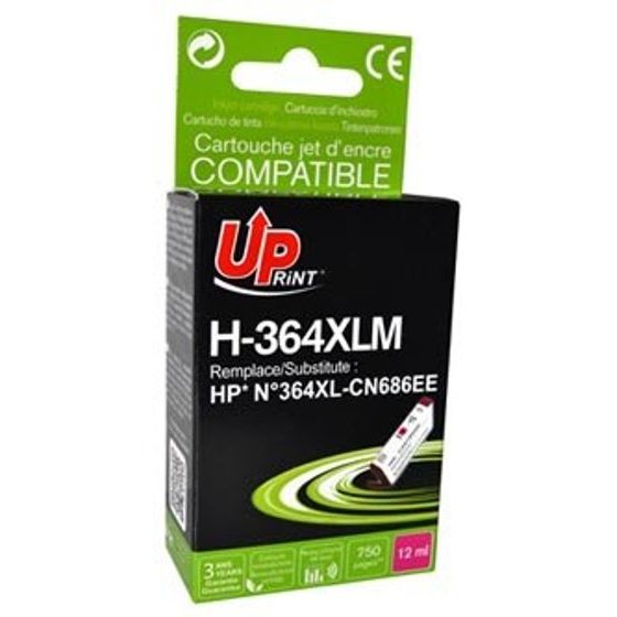 UPrint Compatible Ink With CB324EE, CN686EE, Hp 364XL, magenta, 12ml, With Chip - (H-364XLM)