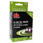 UPrint Compatible Ink With CH563EE+CH564EE, Hp 301XL, black+color, 20+18ml - (H-301XL-PACK)