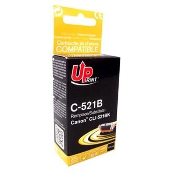 UPrint Compatible Ink With CLI521BK, black, 10ml, With Chip - (C-521B)