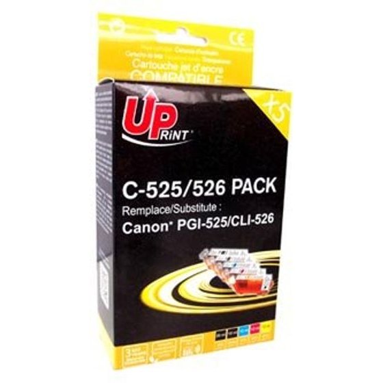 UPrint Compatible Ink With CLI526, 2xblack/1xcyan/1xmagenta/1xyellow, With Chip - (C-525/526 PACK)