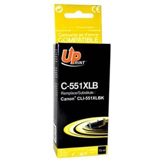 UPrint Compatible Ink With CLI551BK XL, black, 11ml, High Capacity - (C-551XLB)