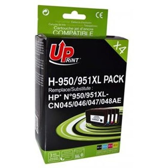 UPrint Compatible Ink With CN045AE, Hp 950XL/951XL, 1xblack/1xcyan/1xmagenta/1xyellow, 2500+3x1500p, 80+3x25ml - (H-950/951XL)