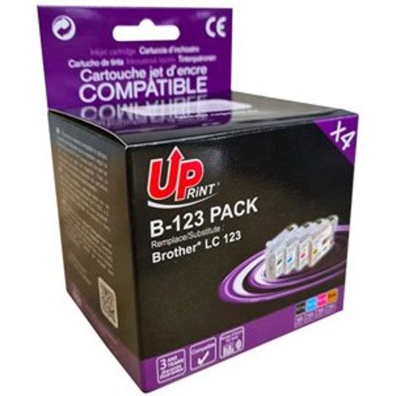 UPrint Compatible Ink With LC-123, 1xblack/1xcyan/1xmagenta/1xYellow - (B-123 PACK)
