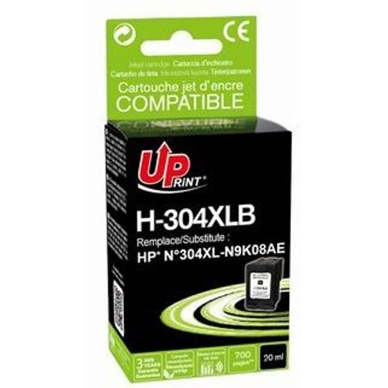 UPrint Compatible Ink With N9K08AE, Hp 304XL, black, 700p, 20ml - (H-304XLB)