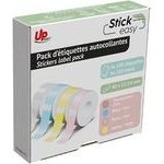 UPrint Labels 14mmx40mm, pink, yellow, blue, transparent, 180 labels, For Printers Stickeasy Oem - (UP21 4x180 PASTEL)
