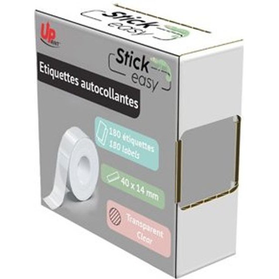 UPrint Labels 14mmx40mm, transparent, 180 labels, For Printers Stickeasy Oem - (UP21 180 TRANSPARENT)