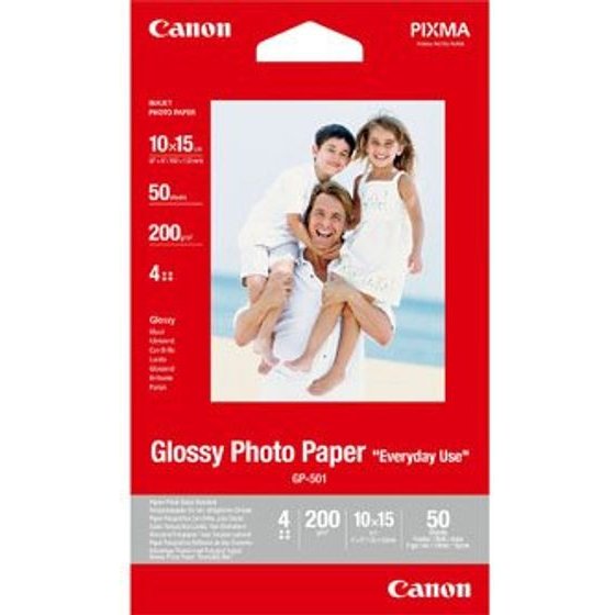 Canon Glossy Photo Paper, GP-501, Photo paper, glossy, GP-501 Typ white, 10x15cm, 4x6, 200 g/m2, 50 pcs, Inkjet - (0775B081)