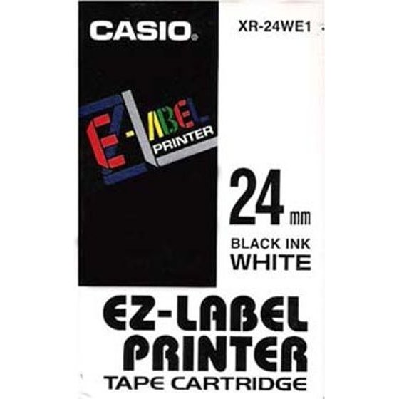 Casio Original Tape cassette, , Black printing/White base., non-laminated, 8m, 24mm - (XR-24WE1)